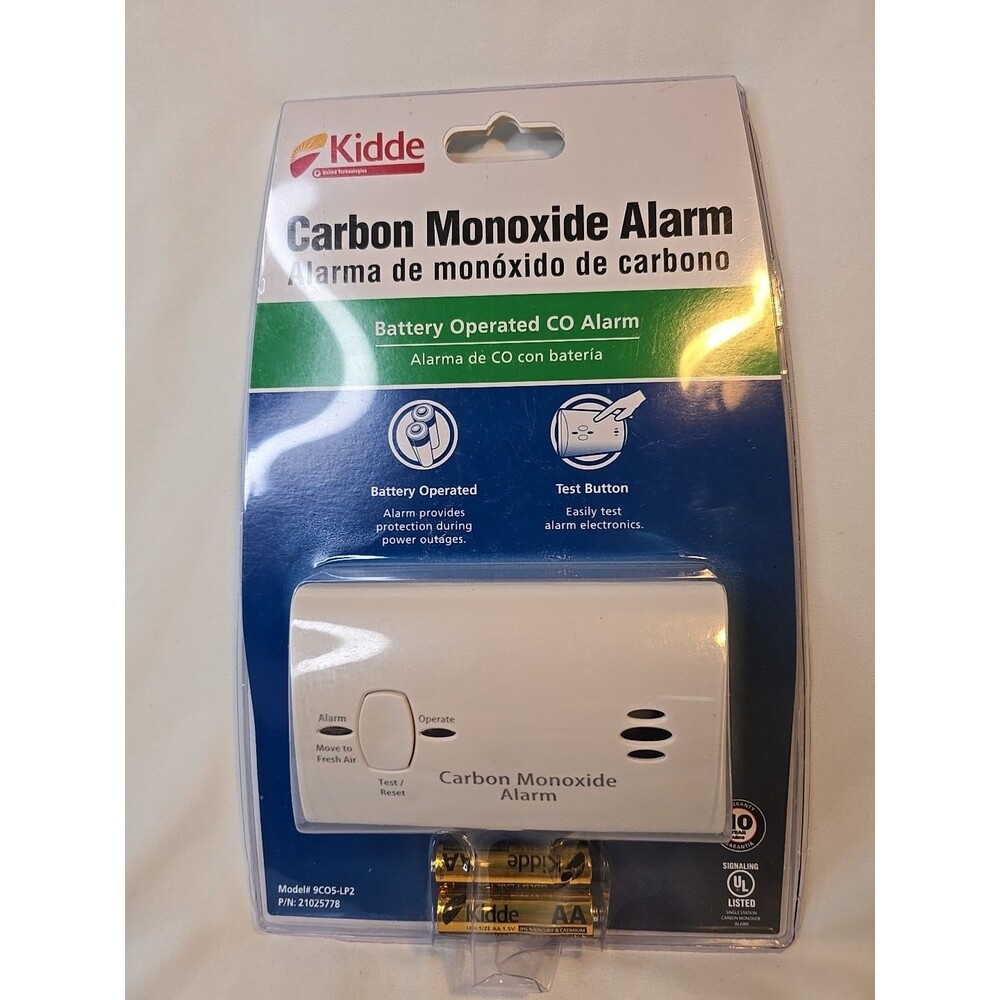 Carbon Monoxide Alarm New In Box  Kidde 9CO5-LP2 Battery Operated SAFETY CO Home